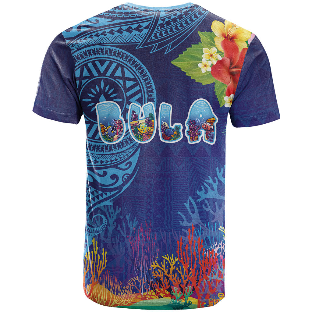 Fiji Day T Shirt Coral Reef with Tapa Motifs and Hibiscus Ocean Vibe