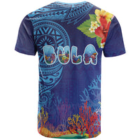 Fiji Day T Shirt Coral Reef with Tapa Motifs and Hibiscus Ocean Vibe