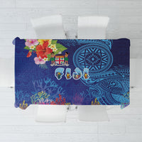 Fiji Day Tablecloth Coral Reef with Tapa Motifs and Hibiscus Ocean Vibe