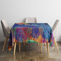 Fiji Day Tablecloth Coral Reef with Tapa Motifs and Hibiscus Ocean Vibe