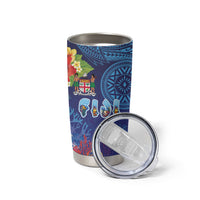 Fiji Day Tumbler Cup Coral Reef with Tapa Motifs and Hibiscus Ocean Vibe