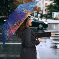 Fiji Day Umbrella Coral Reef with Tapa Motifs and Hibiscus Ocean Vibe