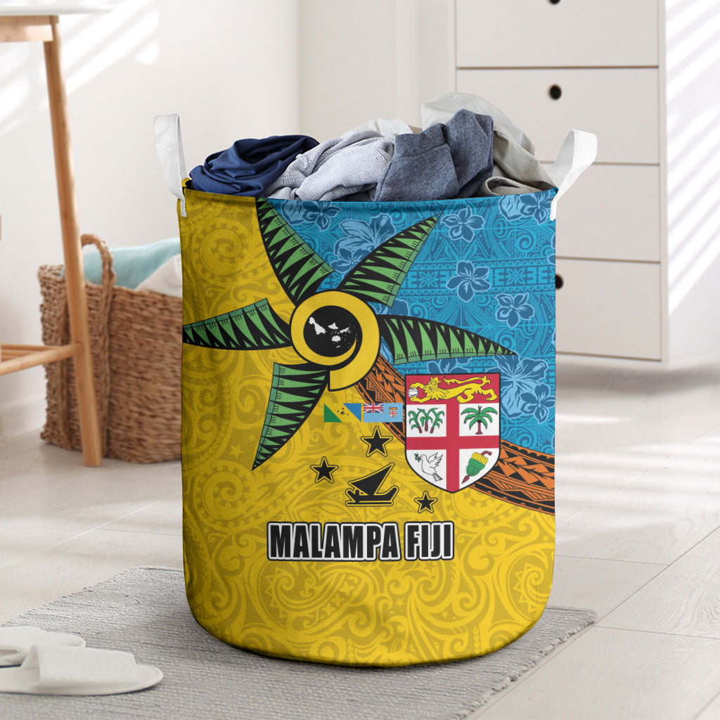 Malampa Fiji Day Laundry Basket Tapa and Melanesian Patterns with Coat of Arms