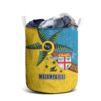 Malampa Fiji Day Laundry Basket Tapa and Melanesian Patterns with Coat of Arms