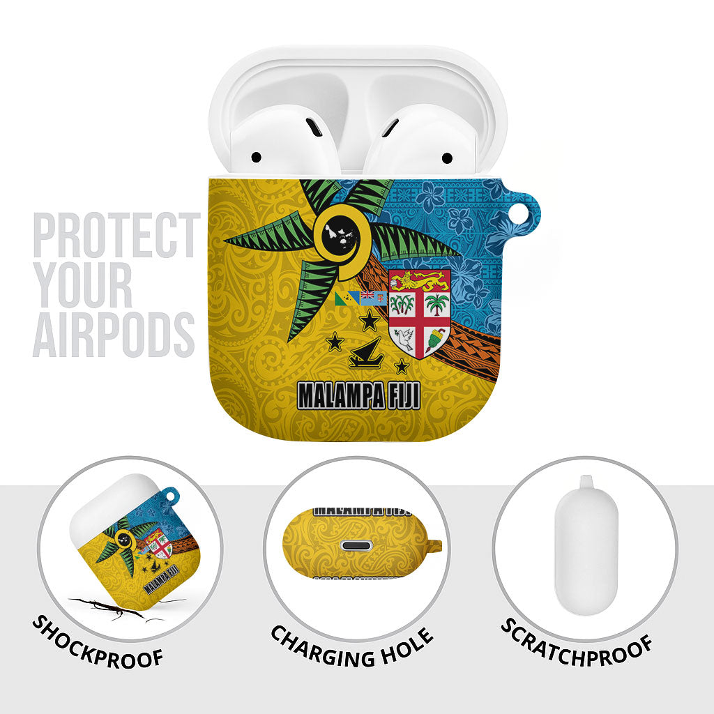 Malampa Fiji Day AirPods Case Tapa and Melanesian Patterns with Coat of Arms