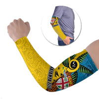 Malampa Fiji Day Arm Sleeves Tapa and Melanesian Patterns with Coat of Arms