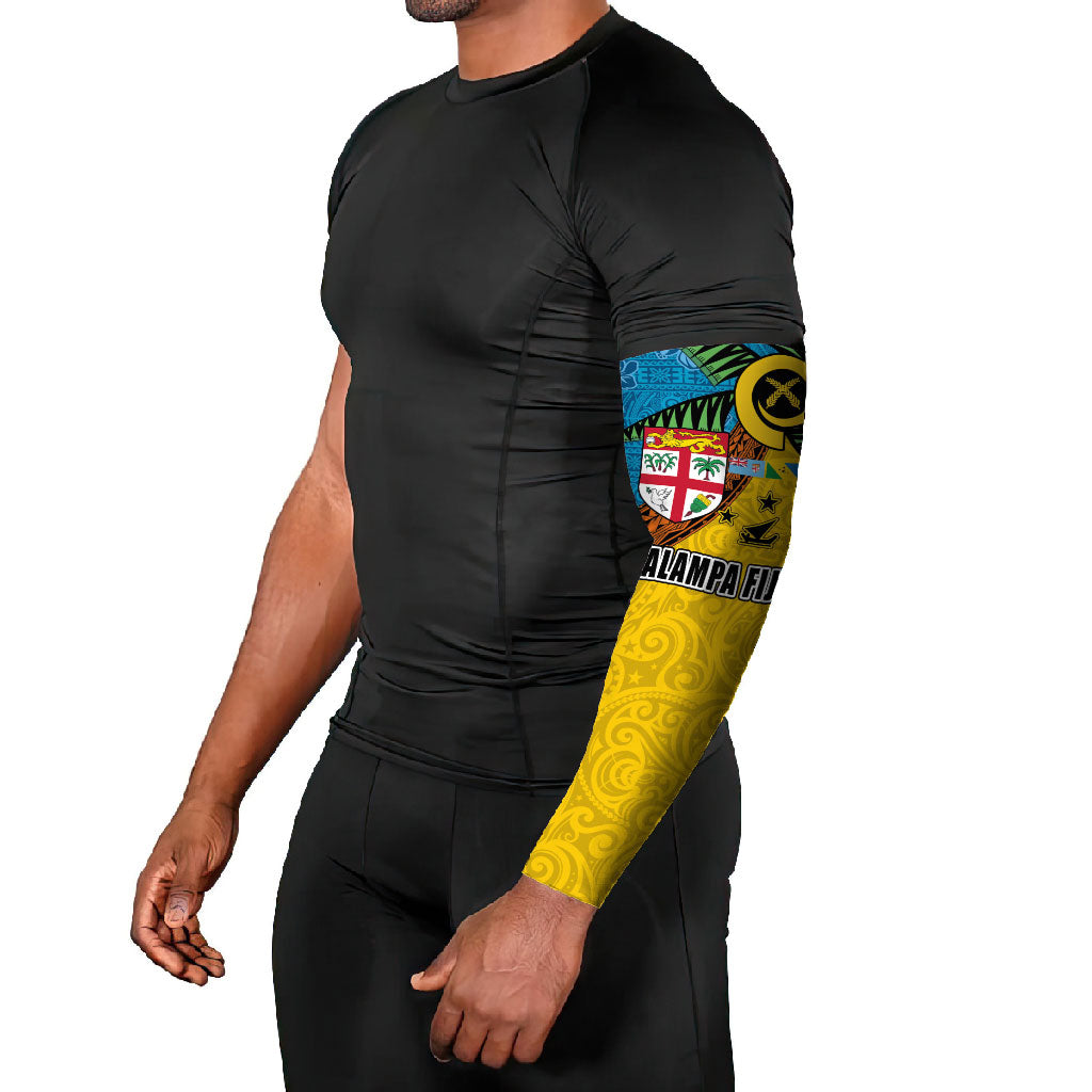 Malampa Fiji Day Arm Sleeves Tapa and Melanesian Patterns with Coat of Arms