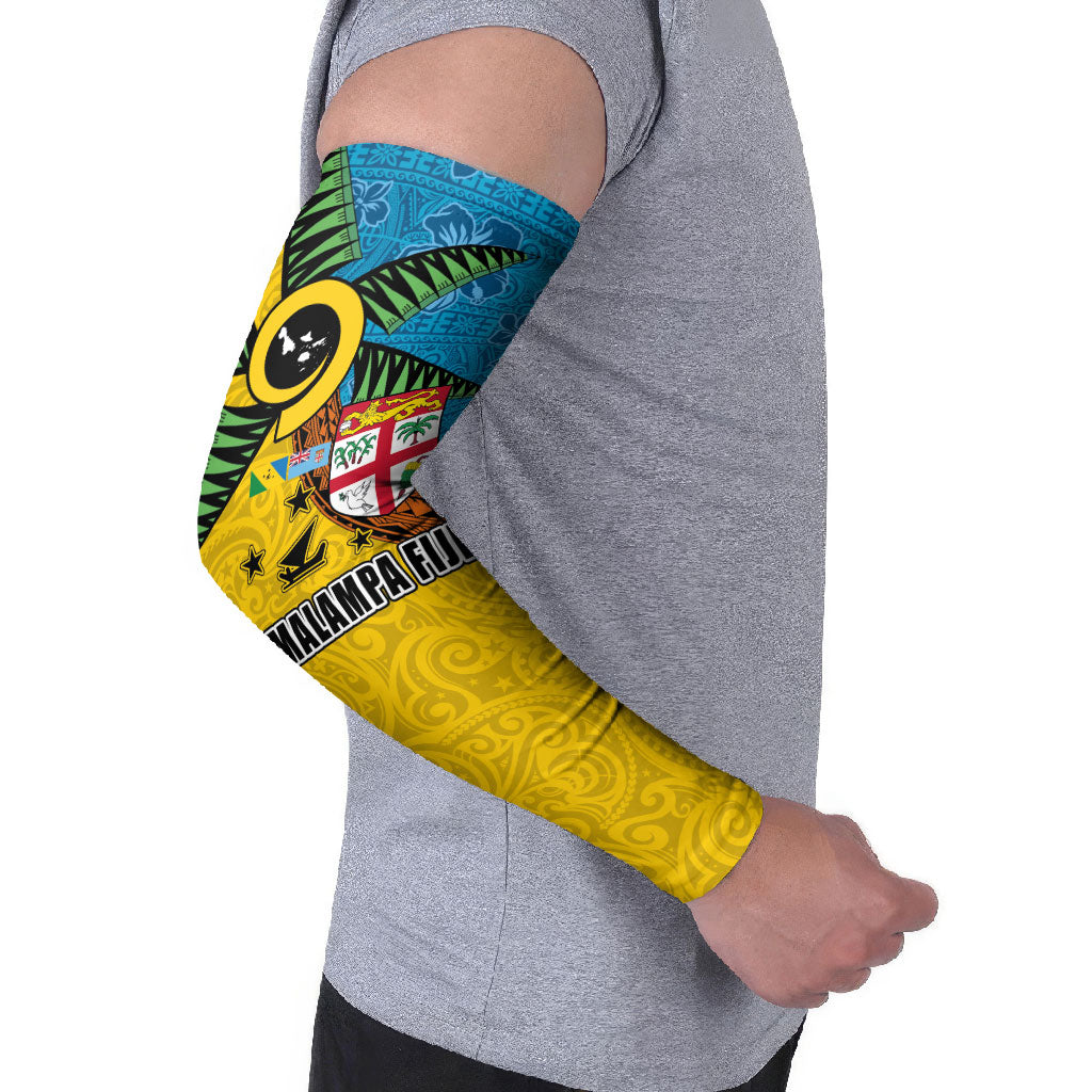 Malampa Fiji Day Arm Sleeves Tapa and Melanesian Patterns with Coat of Arms
