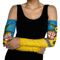 Malampa Fiji Day Arm Sleeves Tapa and Melanesian Patterns with Coat of Arms