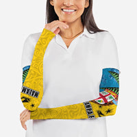 Malampa Fiji Day Arm Sleeves Tapa and Melanesian Patterns with Coat of Arms