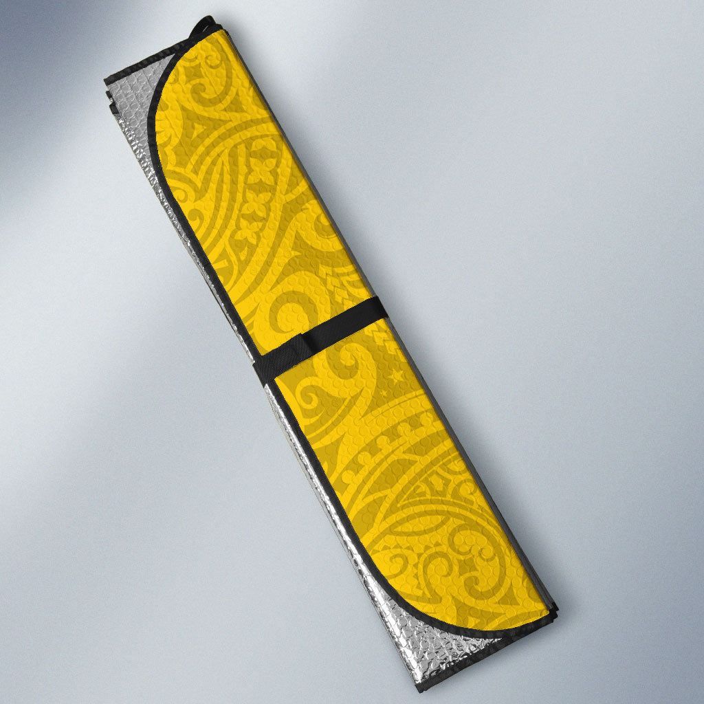 Malampa Fiji Day Auto Sun Shade Tapa and Melanesian Patterns with Coat of Arms