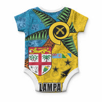 Malampa Fiji Day Baby Onesie Tapa and Melanesian Patterns with Coat of Arms
