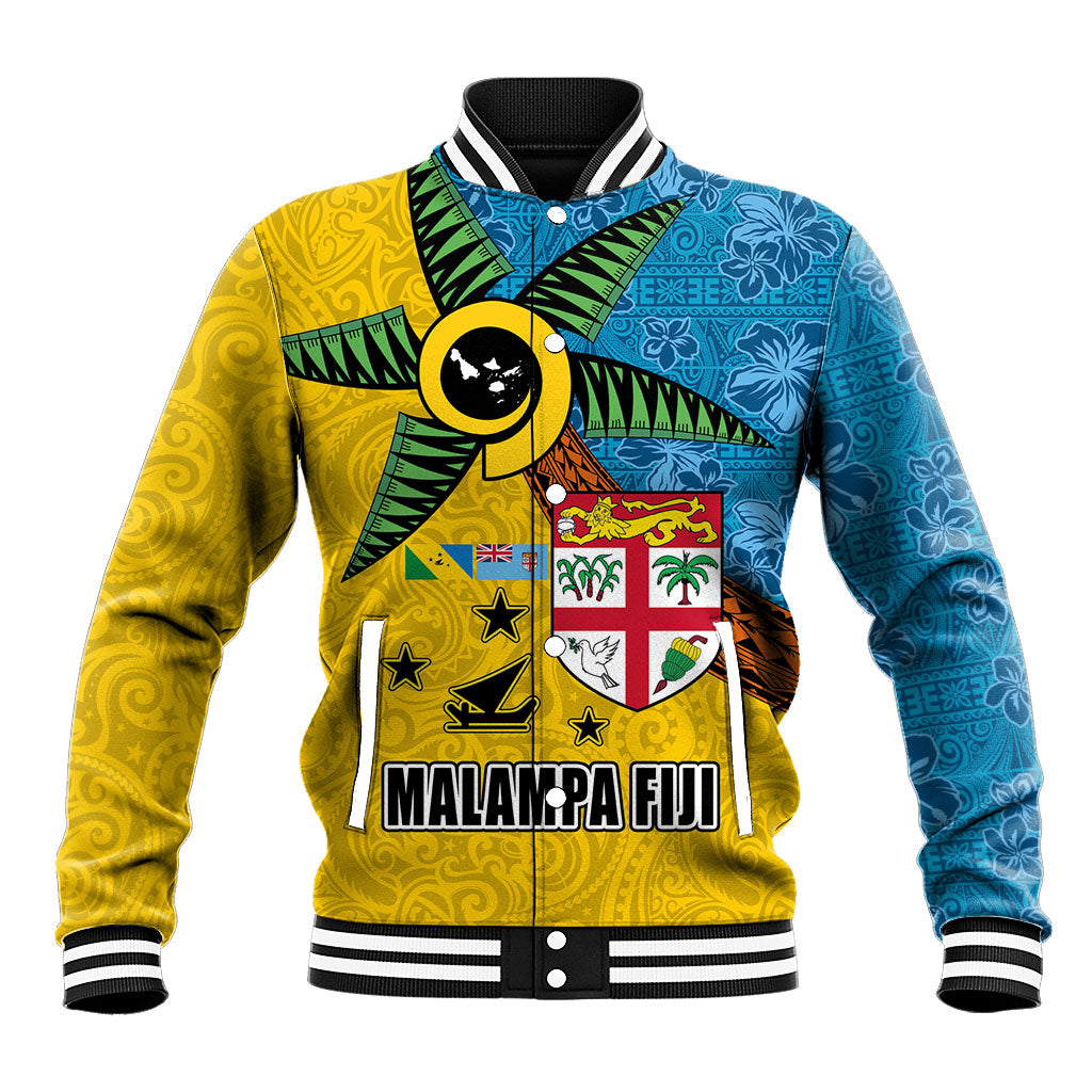 Malampa Fiji Day Baseball Jacket Tapa and Melanesian Patterns with Coat of Arms