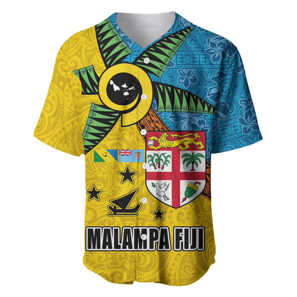 Malampa Fiji Day Baseball Jersey Tapa and Melanesian Patterns with Coat of Arms