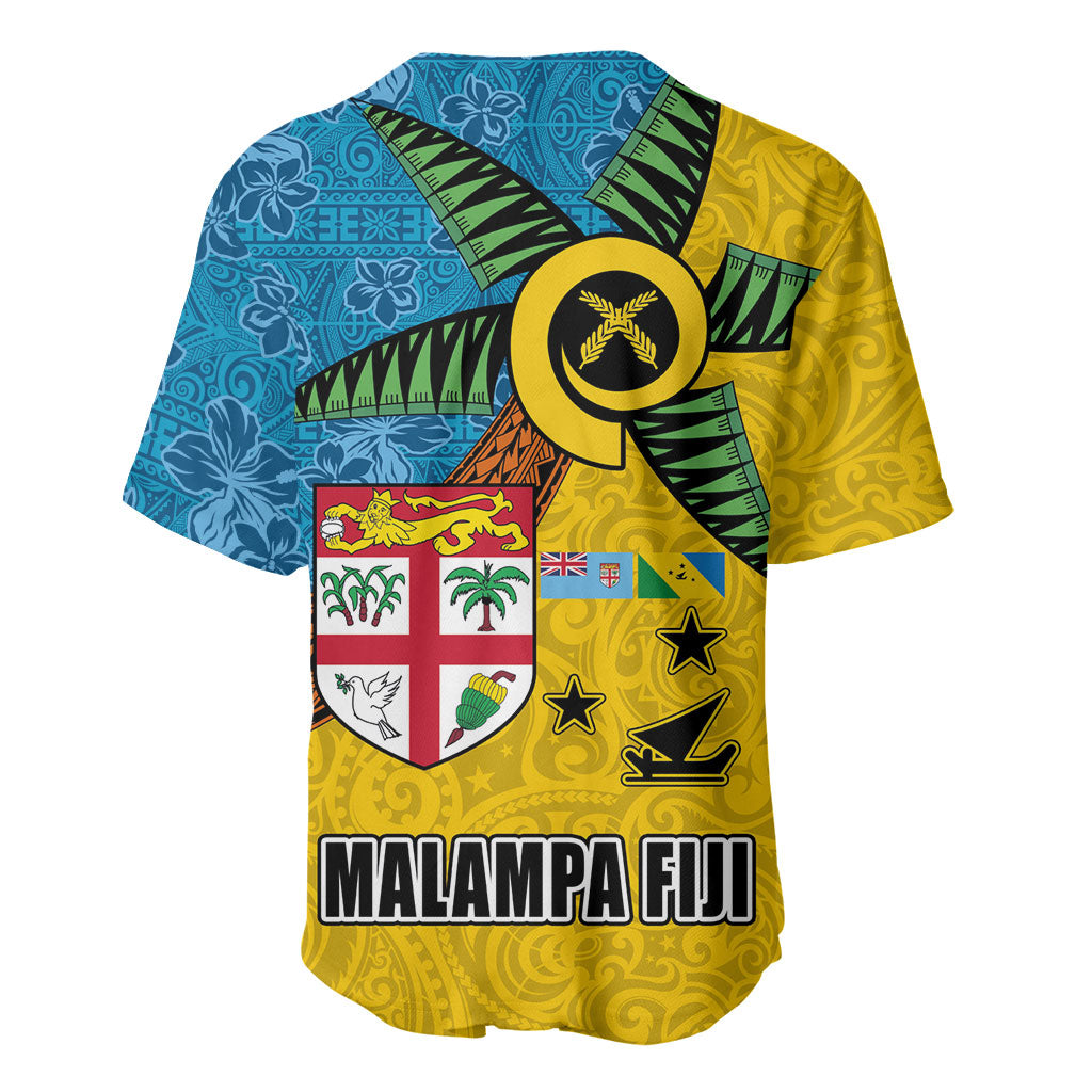 Malampa Fiji Day Baseball Jersey Tapa and Melanesian Patterns with Coat of Arms