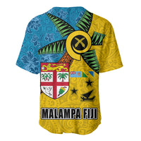 Malampa Fiji Day Baseball Jersey Tapa and Melanesian Patterns with Coat of Arms