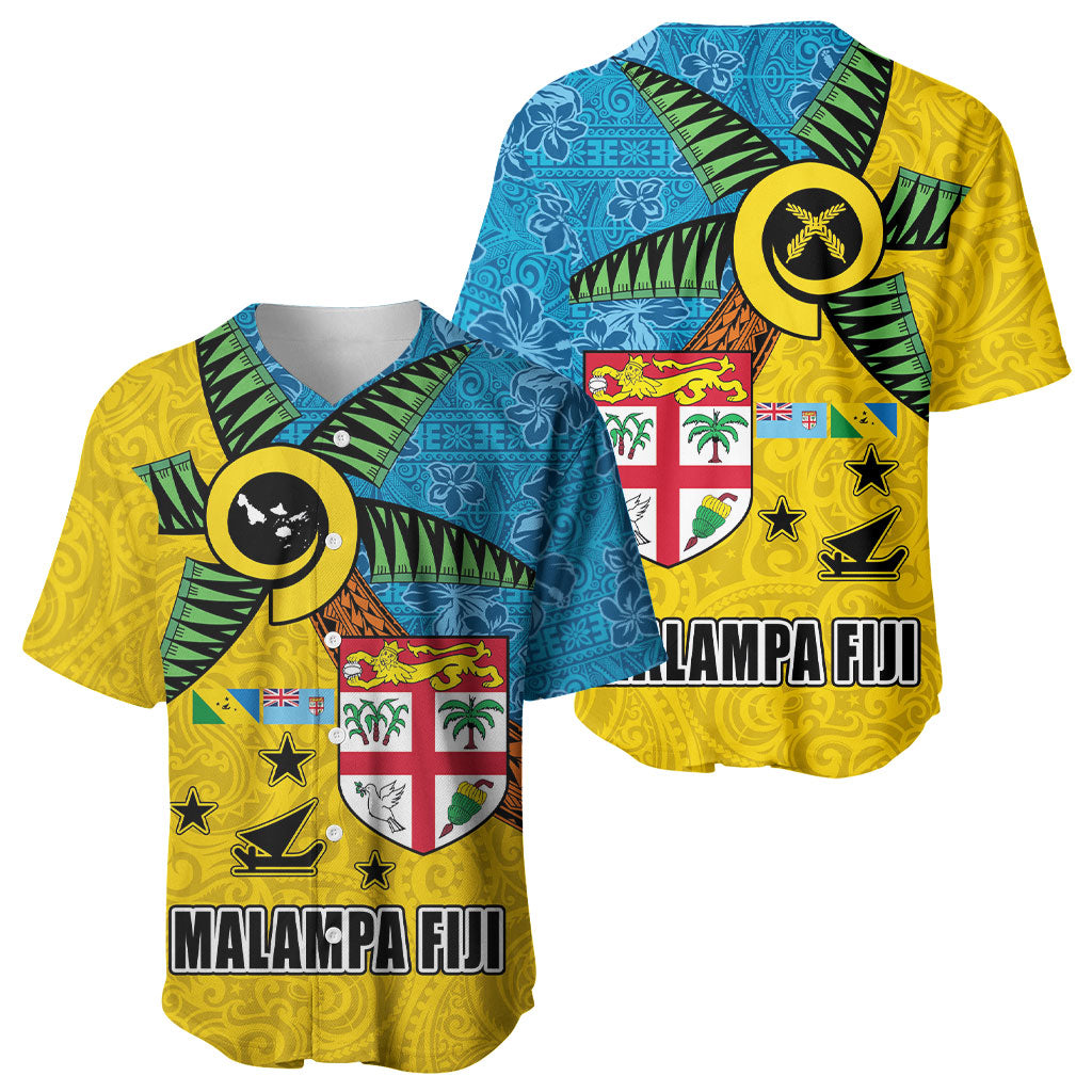 Malampa Fiji Day Baseball Jersey Tapa and Melanesian Patterns with Coat of Arms