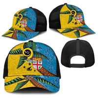 Malampa Fiji Day Baseball Net Cap Tapa and Melanesian Patterns with Coat of Arms