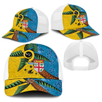 Malampa Fiji Day Baseball Net Cap Tapa and Melanesian Patterns with Coat of Arms