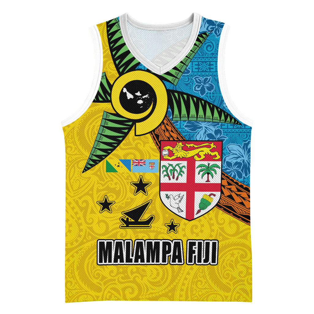 Malampa Fiji Day Basketball Jersey Tapa and Melanesian Patterns with Coat of Arms