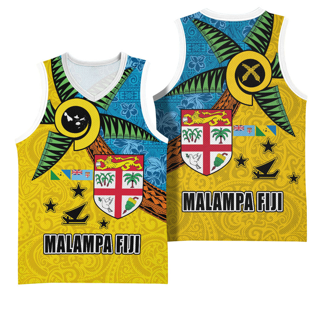 Malampa Fiji Day Basketball Jersey Tapa and Melanesian Patterns with Coat of Arms
