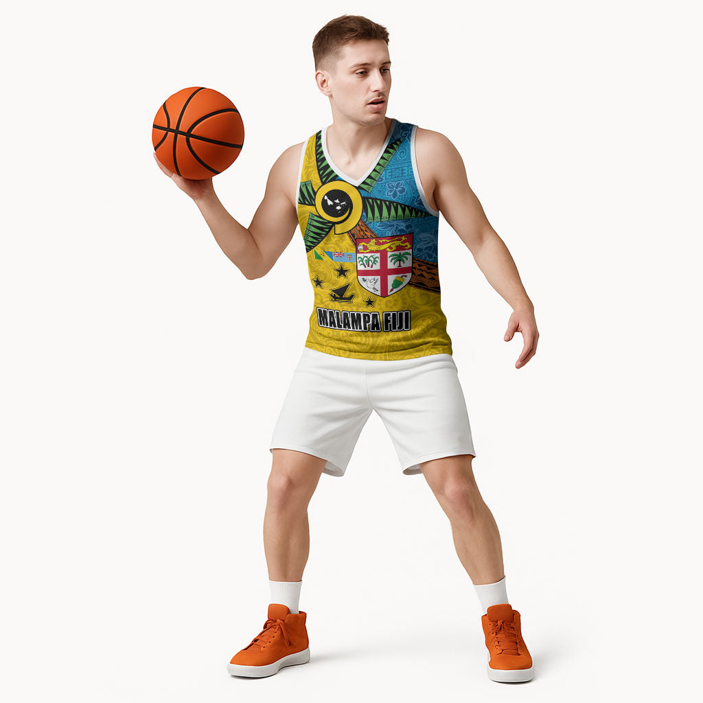 Malampa Fiji Day Basketball Jersey Tapa and Melanesian Patterns with Coat of Arms