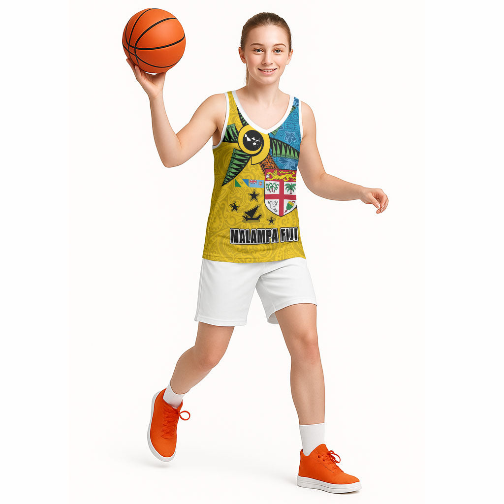 Malampa Fiji Day Basketball Jersey Tapa and Melanesian Patterns with Coat of Arms