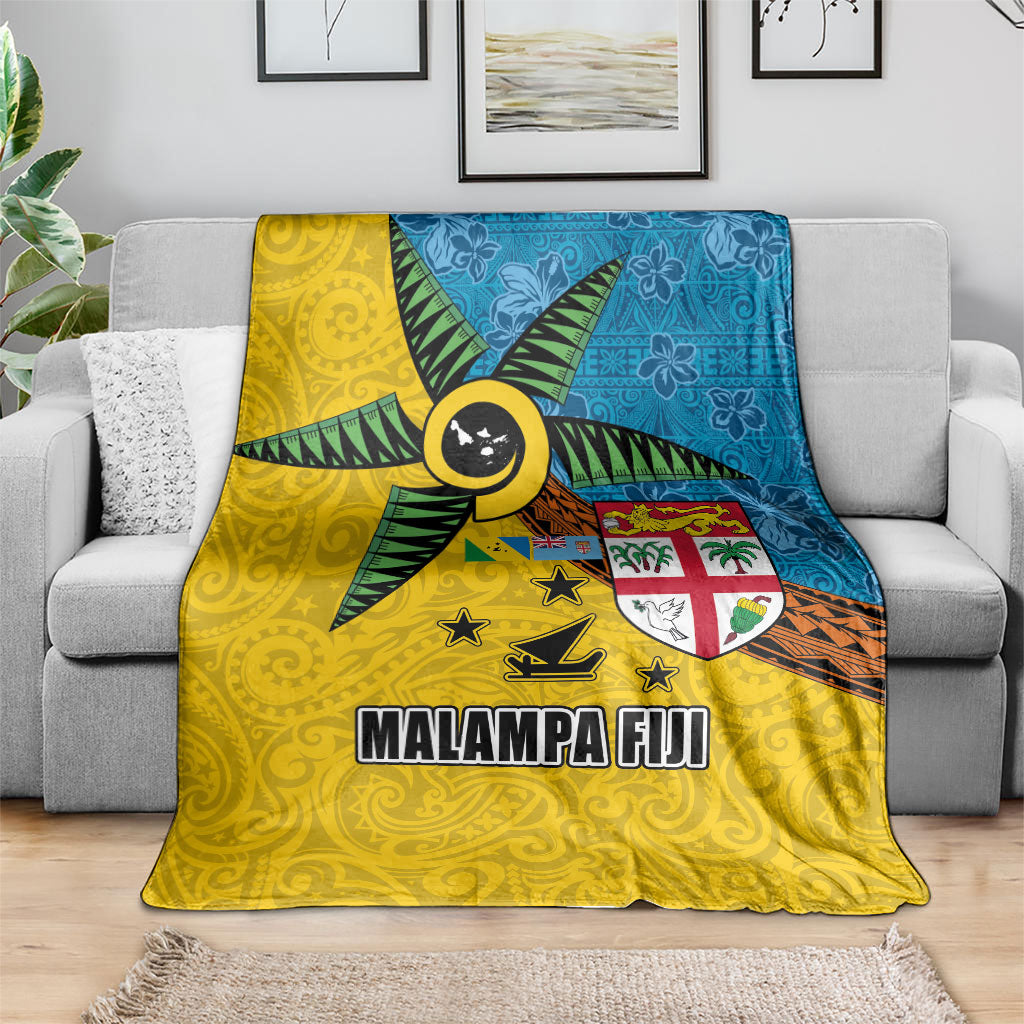 Malampa Fiji Day Blanket Tapa and Melanesian Patterns with Coat of Arms