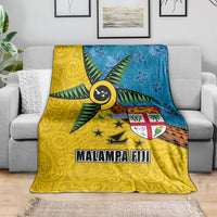 Malampa Fiji Day Blanket Tapa and Melanesian Patterns with Coat of Arms