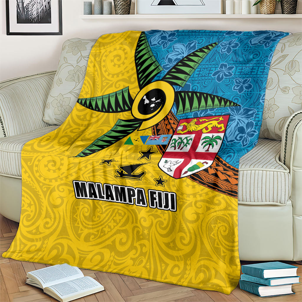 Malampa Fiji Day Blanket Tapa and Melanesian Patterns with Coat of Arms