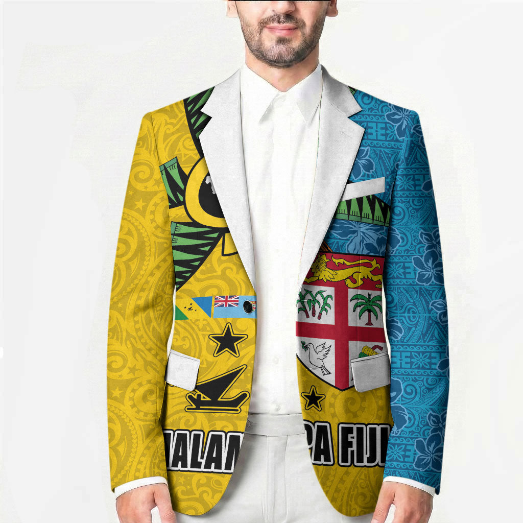 Malampa Fiji Day Blazer Tapa and Melanesian Patterns with Coat of Arms