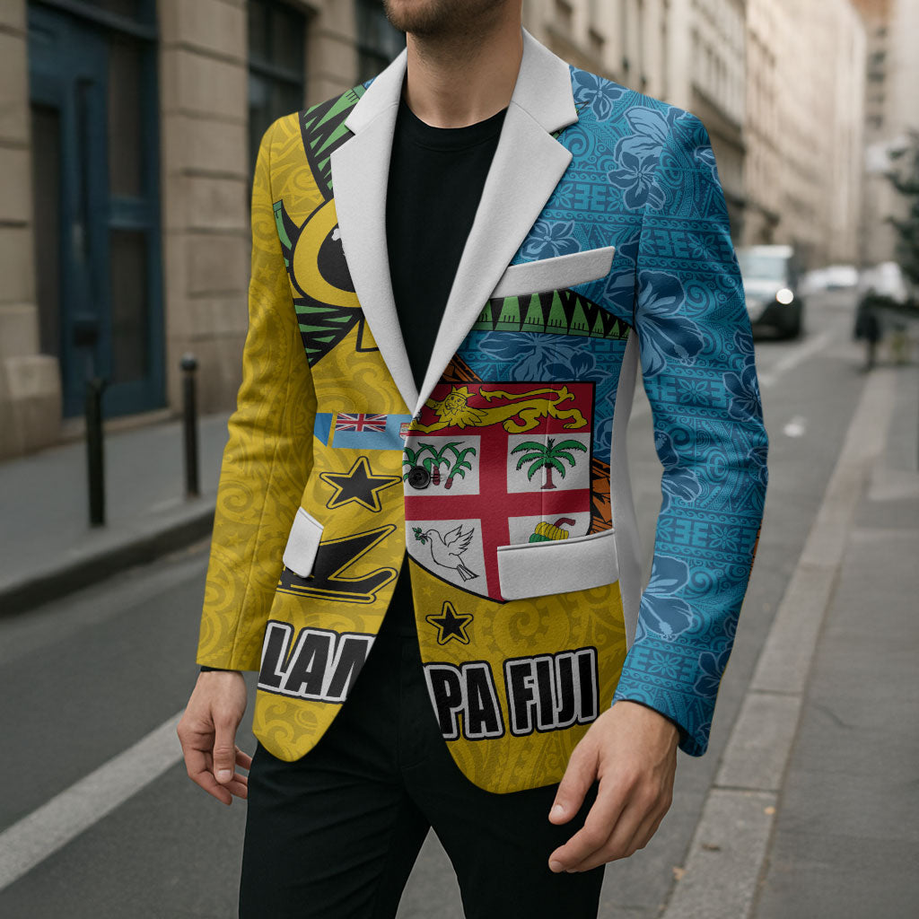 Malampa Fiji Day Blazer Tapa and Melanesian Patterns with Coat of Arms