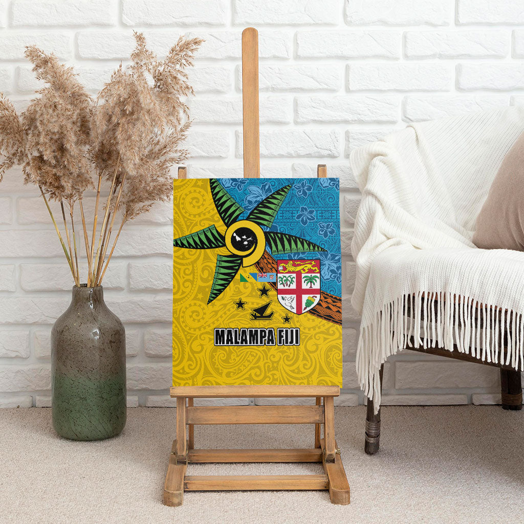 Malampa Fiji Day Canvas Wall Art Tapa and Melanesian Patterns with Coat of Arms
