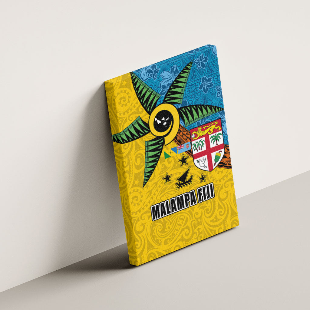 Malampa Fiji Day Canvas Wall Art Tapa and Melanesian Patterns with Coat of Arms