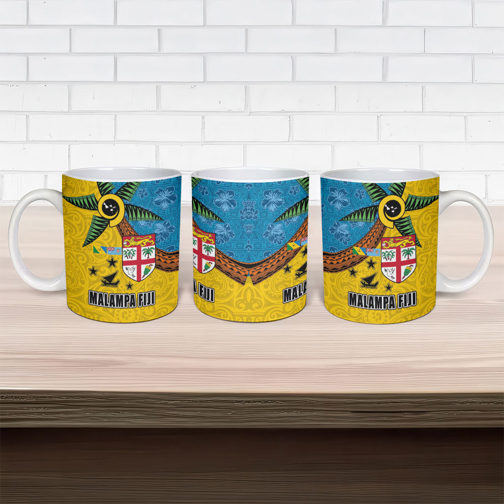 Malampa Fiji Day Ceramic Mug Tapa and Melanesian Patterns with Coat of Arms