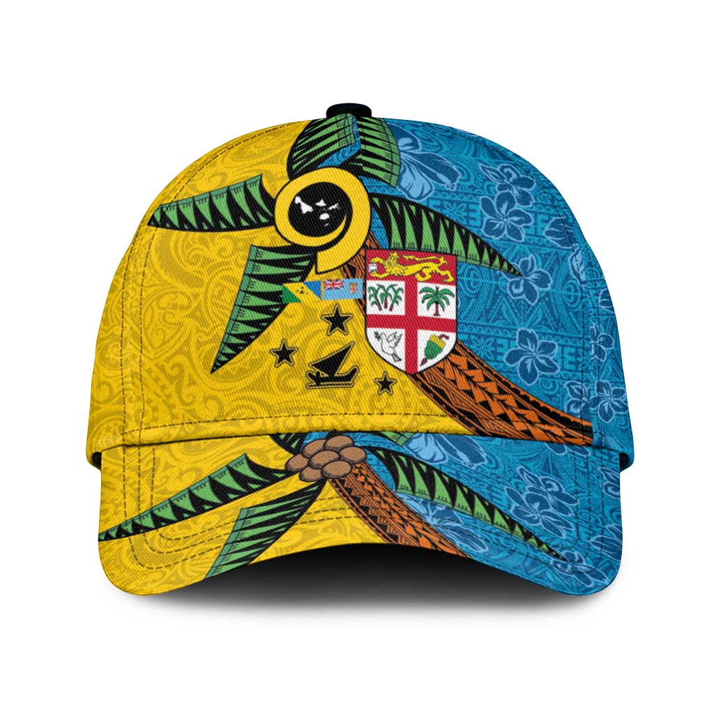 Malampa Fiji Day Classic Cap Tapa and Melanesian Patterns with Coat of Arms