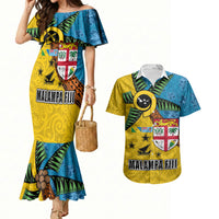 Malampa Fiji Day Couples Matching Mermaid Dress and Hawaiian Shirt Tapa and Melanesian Patterns with Coat of Arms