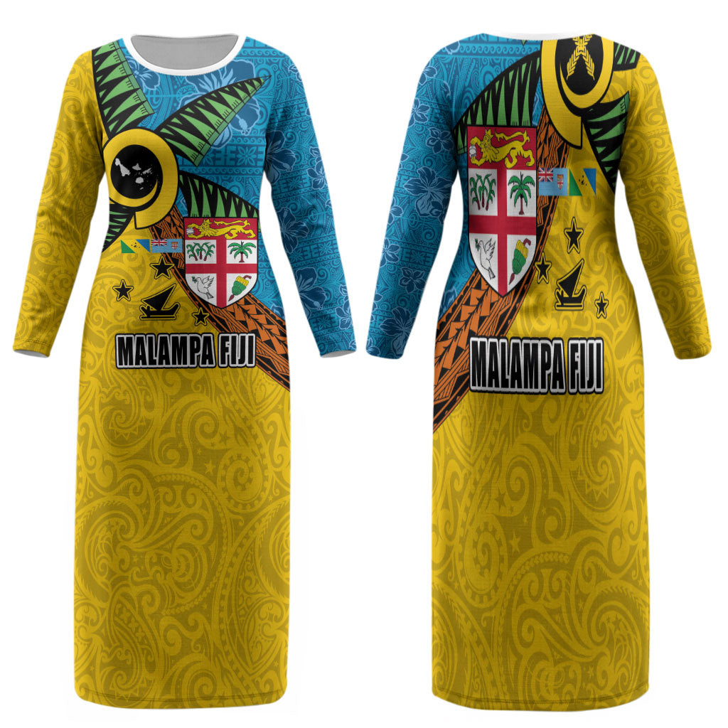 Malampa Fiji Day Family Matching Long Sleeve Bodycon Dress and Hawaiian Shirt Tapa and Melanesian Patterns with Coat of Arms