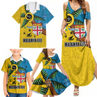 Malampa Fiji Day Family Matching Summer Maxi Dress and Hawaiian Shirt Tapa and Melanesian Patterns with Coat of Arms