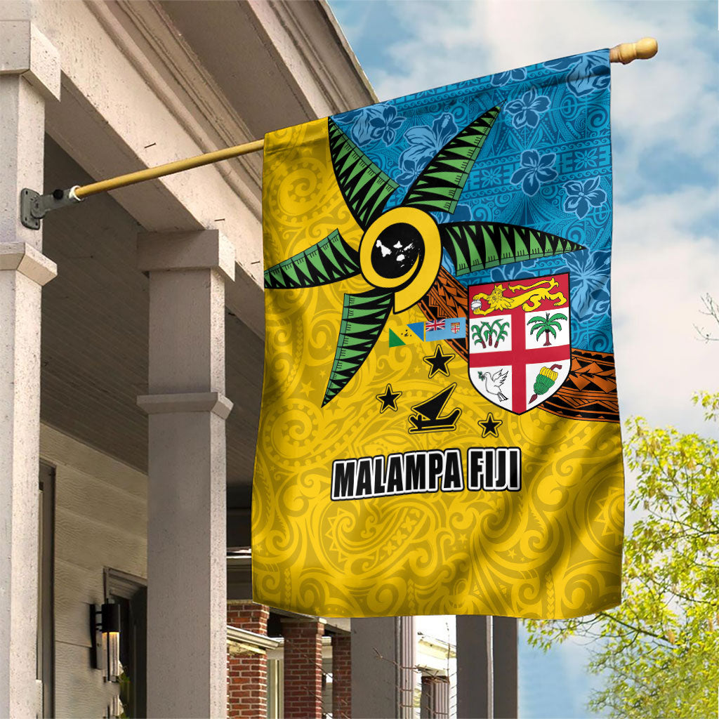 Malampa Fiji Day Garden Flag Tapa and Melanesian Patterns with Coat of Arms