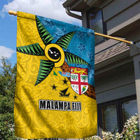 Malampa Fiji Day Garden Flag Tapa and Melanesian Patterns with Coat of Arms