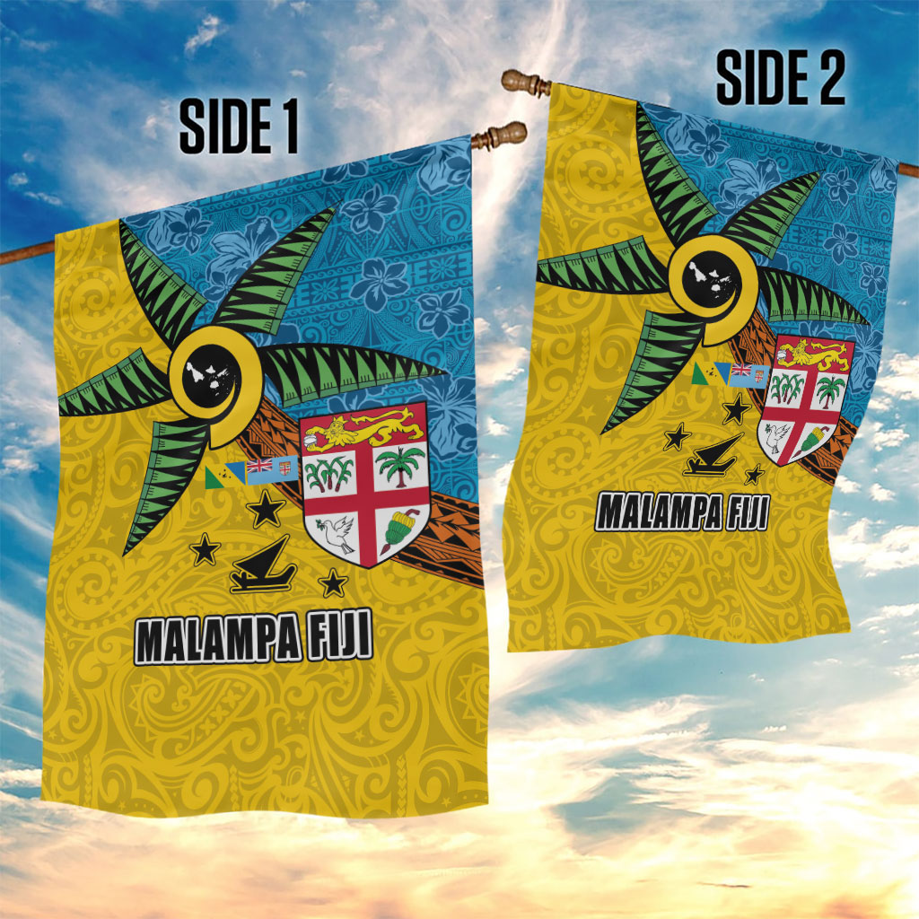 Malampa Fiji Day Garden Flag Tapa and Melanesian Patterns with Coat of Arms