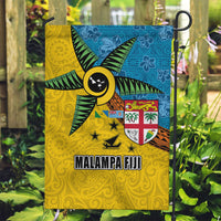 Malampa Fiji Day Garden Flag Tapa and Melanesian Patterns with Coat of Arms