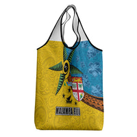 Malampa Fiji Day Grocery Bag Tapa and Melanesian Patterns with Coat of Arms