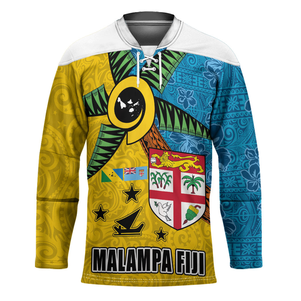 Malampa Fiji Day Hockey Jersey Tapa and Melanesian Patterns with Coat of Arms