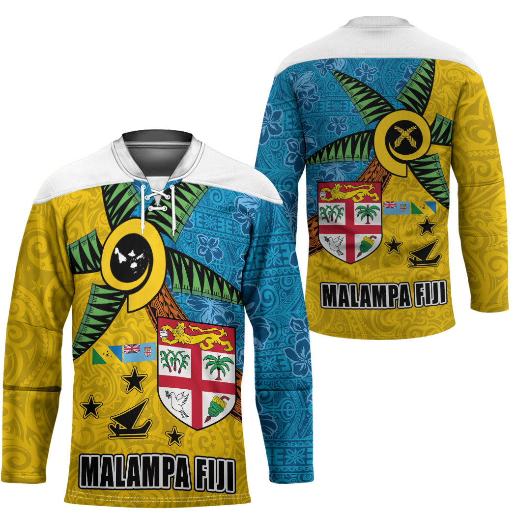 Malampa Fiji Day Hockey Jersey Tapa and Melanesian Patterns with Coat of Arms