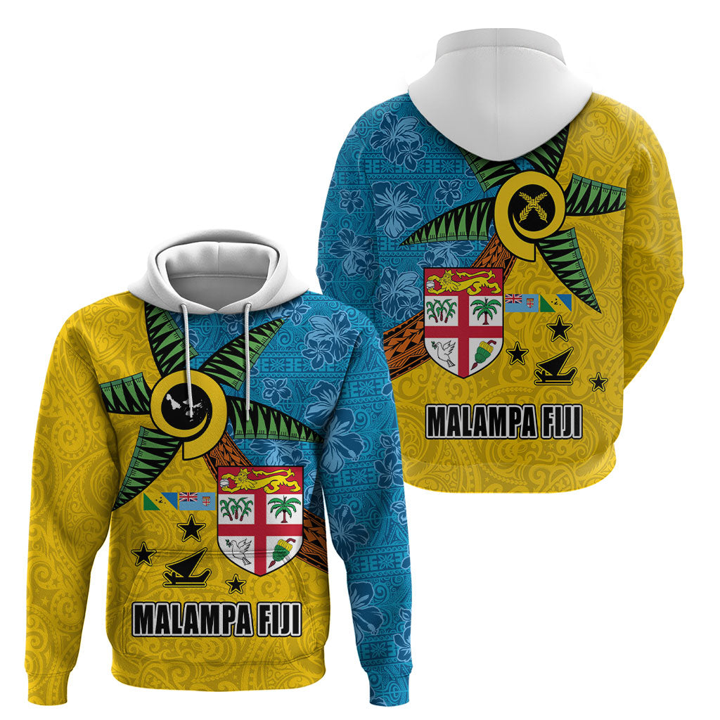 Malampa Fiji Day Hoodie Tapa and Melanesian Patterns with Coat of Arms