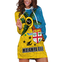 Malampa Fiji Day Hoodie Dress Tapa and Melanesian Patterns with Coat of Arms