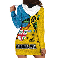 Malampa Fiji Day Hoodie Dress Tapa and Melanesian Patterns with Coat of Arms