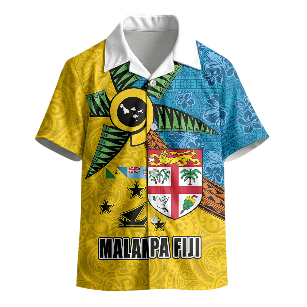 Malampa Fiji Day Kid Hawaiian Shirt Tapa and Melanesian Patterns with Coat of Arms
